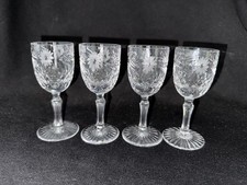 Set of Four EDINBURGH Crystal ARGYLL floral pattern 4" Liqueur Glasses.
