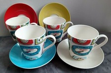 Cath Kidston - CLOCKS PATTERN - 4 x Cups & Saucers