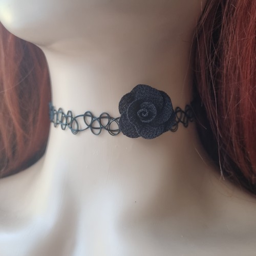 Tattoo choker stretch - choker, black