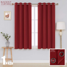 Thermal Blackout Curtains Eyelet Ring Top Ready Made Pair Energy Save +Tie Backs