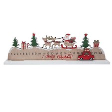 Christmas Advent Calendar Wooden Countdown Plaque Santa Sleigh and Car Marker