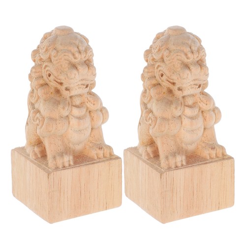 2pcs wooden lion - lion, newel