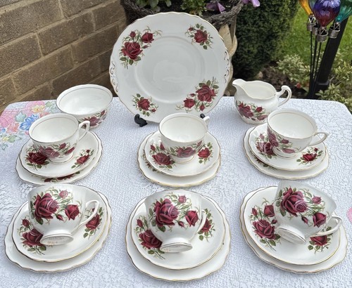 Vintage colclough red roses - vintage,