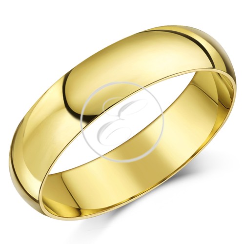 9ct gold wedding ring band - gold, d