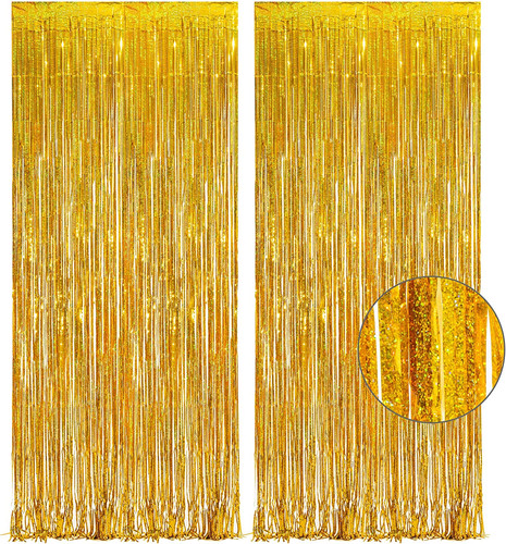 Gold fringe curtain - curtain, tinsel
