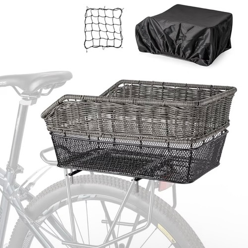 Wicker metal bike basket - bike,