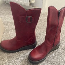 Fly London Red Leather Boots 7
