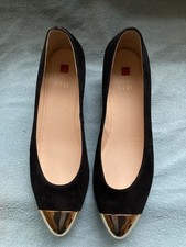 Hogl Samtkid Leder 0100 Schwarz Black Suede Wedges 5 Heel Size UK 6 New With Box