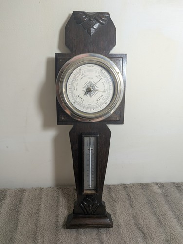 Vintage banjo barometer - banjo, oak