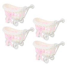 4pcs Mini Rattan Trolley