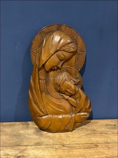Vintage Olive Wood Madonna And