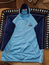 Vintage Kappa Blue Snap Up Warm Up Jacket Size L Tear Away Sides A+ Condition