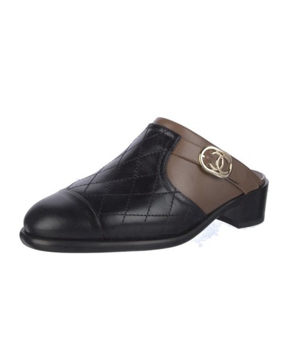 Chanel black leather - black, shoes