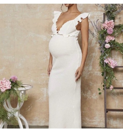 Elegant long white - white, maternity