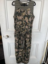 Wallis Petite Women's Jumpsuit Size 14 green paisley design pockets BNWT