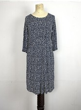 Max Mara Studios Midi Dress UK 10 Blue White Silky Polyester VGC Summer B4