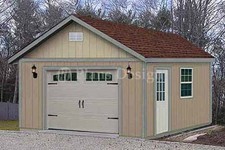 16 ft  x 24 ft  Garden Storage Shed Structure / Car Garage Plans, Design #51624