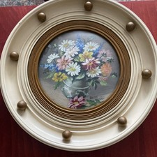 Antique Superb Convex Gilt  Porthole Butler’s Frame With Oil Picture 13 Ins £40