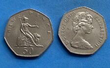GREAT BRITAIN OLD LARGE 50 PENCE PIECE 1969 to 1994 USED FROM £1.90 POST PAID