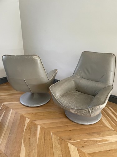 Pair 1970 80s grey swivel - grey,