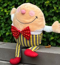 Vintage Gisela Graham Humpty Dumpty Plush Toy Red Bow Yellow Striped Trousers VG