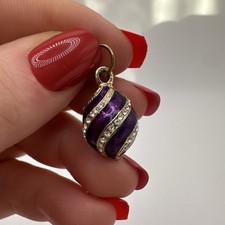 Vintage Purple Russian Egg Pendant – Enamel & Rhinestone Charm, Fabergé Style