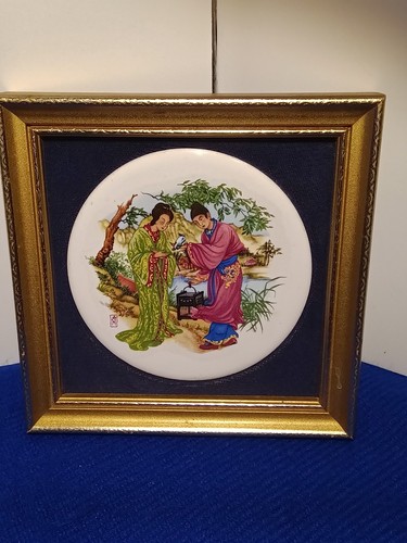 Porcelain framed plaque by - framed,