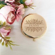 Personalised Floral Compact Mirror, Handbag Pocket Mirror Gift for Her, Daughter