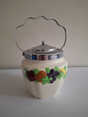 Ceramic biscuit barrel - ceramic, metal
