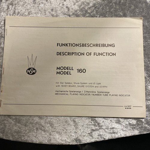 Nsm model 160 description - model,