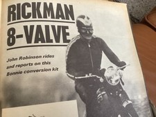 RICKMAN 8 VALVE WESLAKE TRIUMPH BONNEVILLE PERIOD 1970 MOTORCYCLE ARTICLE.