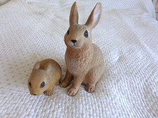 Vintage Artline Beige  Rabbit and Baby  Resin Garden Ornament, no 3622/3618