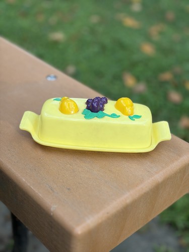 Vintage yellow melamine butter - vintage,