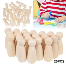20Pcs 65mm Wooden Doll Peg People Little Unfinished Painted DIY Wood Craft Kid