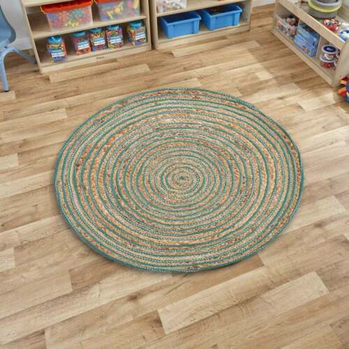 Round rug jute - green, 100%