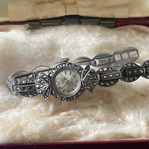 Silver marcasite watch with - watch,