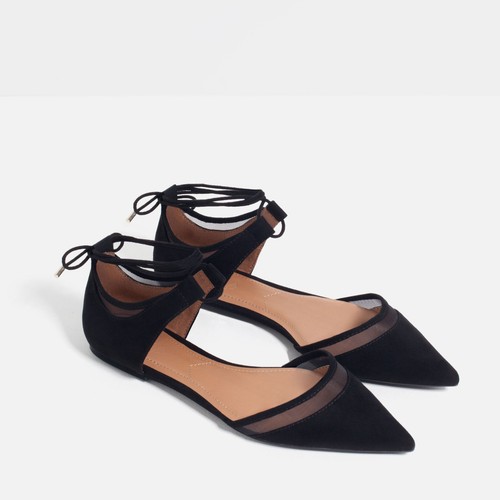 Zara women black mesh - black,