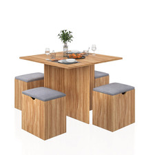 MONDEER Wooden Dining Table and Chairs Set of 4 Seat Compact Space Saver Kitchen