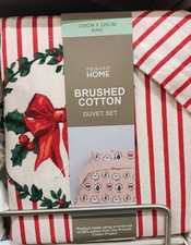 Xmas  Candy Stripe  100% Brushed Cotton Duvet Cover Set  Single Double King