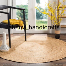 Indian Hand Braided Bohemian Home Decor Round Handwoven Beautiful Jute Rag Rugs