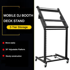12U Mobile DJ Deck Stand Turntable Mixer Laptop DJ Equipment Desk Table Black