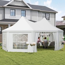 Outsunny 6.8m x 5m Octagonal Party Event Gazebo - White