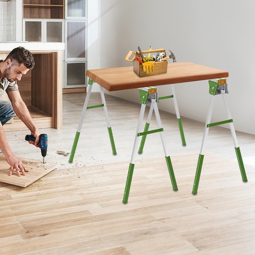Folding trestle sawhorse set - sawhorse,