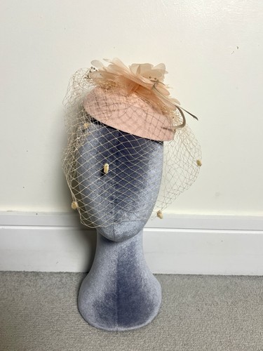 Champagne pink fascinator with - champagne,