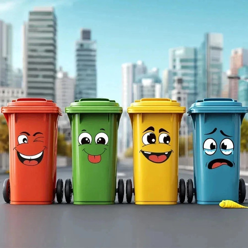 Bin stickers 4pcs funny faces - bin,