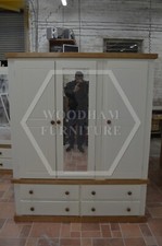 HANDMADE COUNTRY 4 DRAWER TRIPLE WARDROBE IVORY/LIGHT OAK  (NOT FLATPACKED)