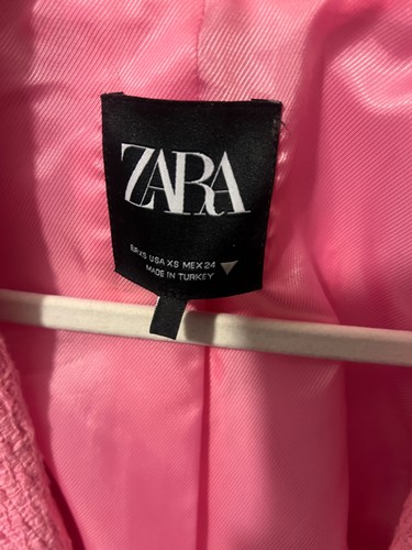 Zara pink tweed blazer - tweed, size