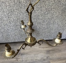 Vintage French Rococo Style Brass 3 Arm Chandelier Ceiling Light Interior Design