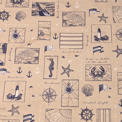 Seaside nautical linen fabric - seaside,