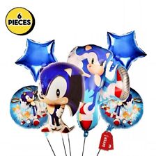 Sonic The Hedgehog Set of 6 Foil Balloons Sonic Birthday Kids Party